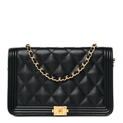 Chanel Caviar Quilted Boy Wallet On Chain WOC Black 1 of 11