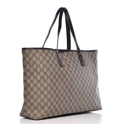 Gucci GG Supreme Monogram Large Zippered Shopping Tote Brown 3 of 13