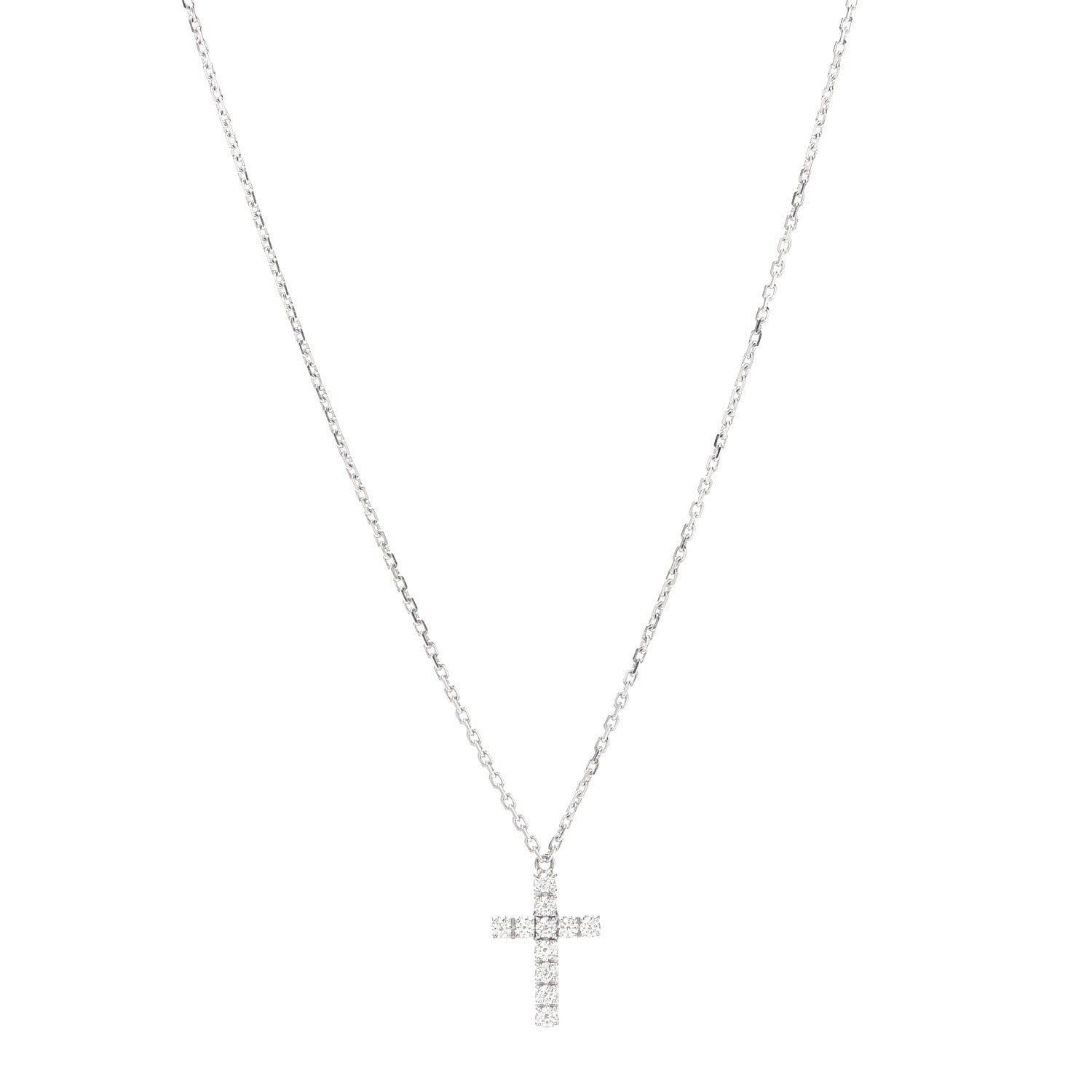 Cartier 18K White Gold Diamond Symbols Cross Pendant Necklace 1 of 5