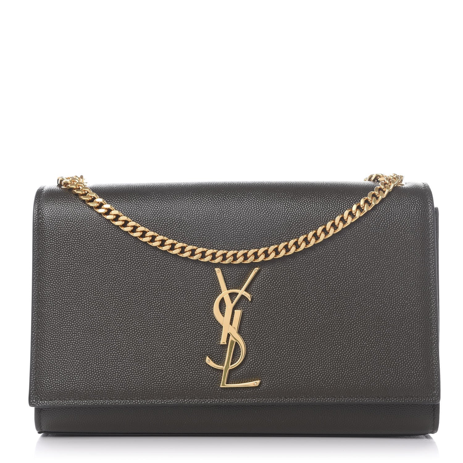 Saint Laurent Grain De Poudre Medium Classic Monogram Kate Satchel Dark Tea 1 of 8