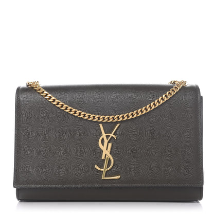 Saint Laurent Grain De Poudre Medium Classic Monogram Kate Satchel Dark Tea 1 of 8