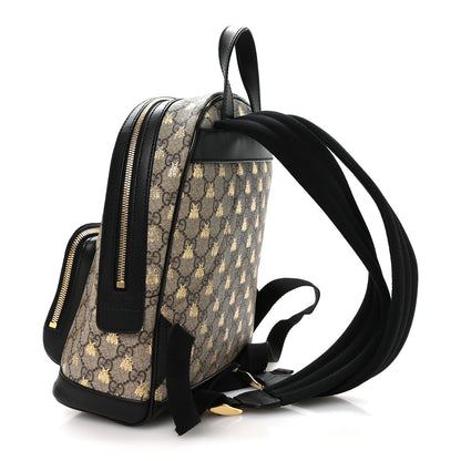 Gucci GG Supreme Monogram Bees Print Small Day Backpack Beige Oro Black 3 of 10