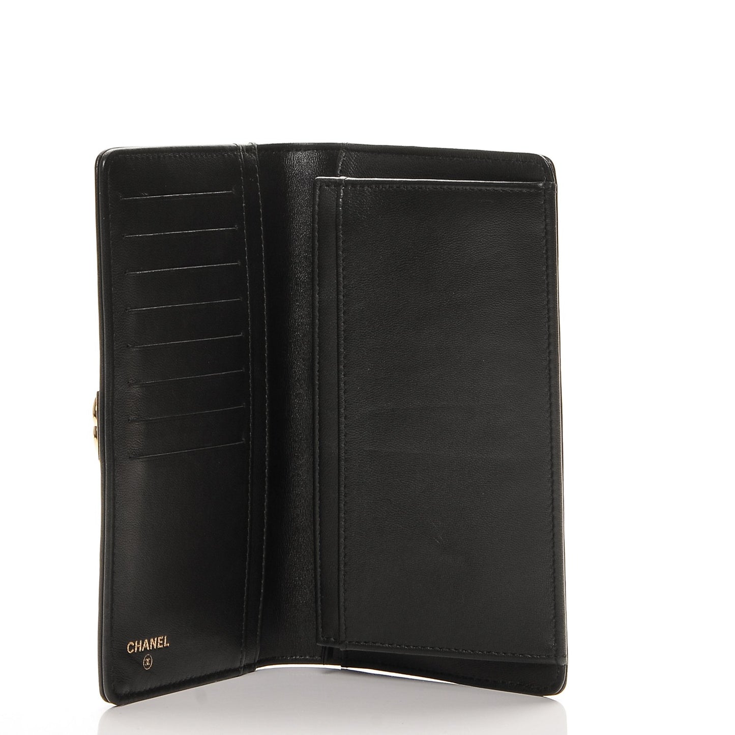 Lambskin Quilted Boy Yen Wallet Black