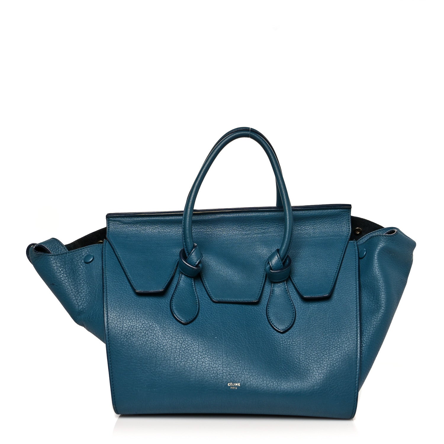 Celine Crisped Calfskin Small Tie Knot Tote Metallic Blue 1 of 14