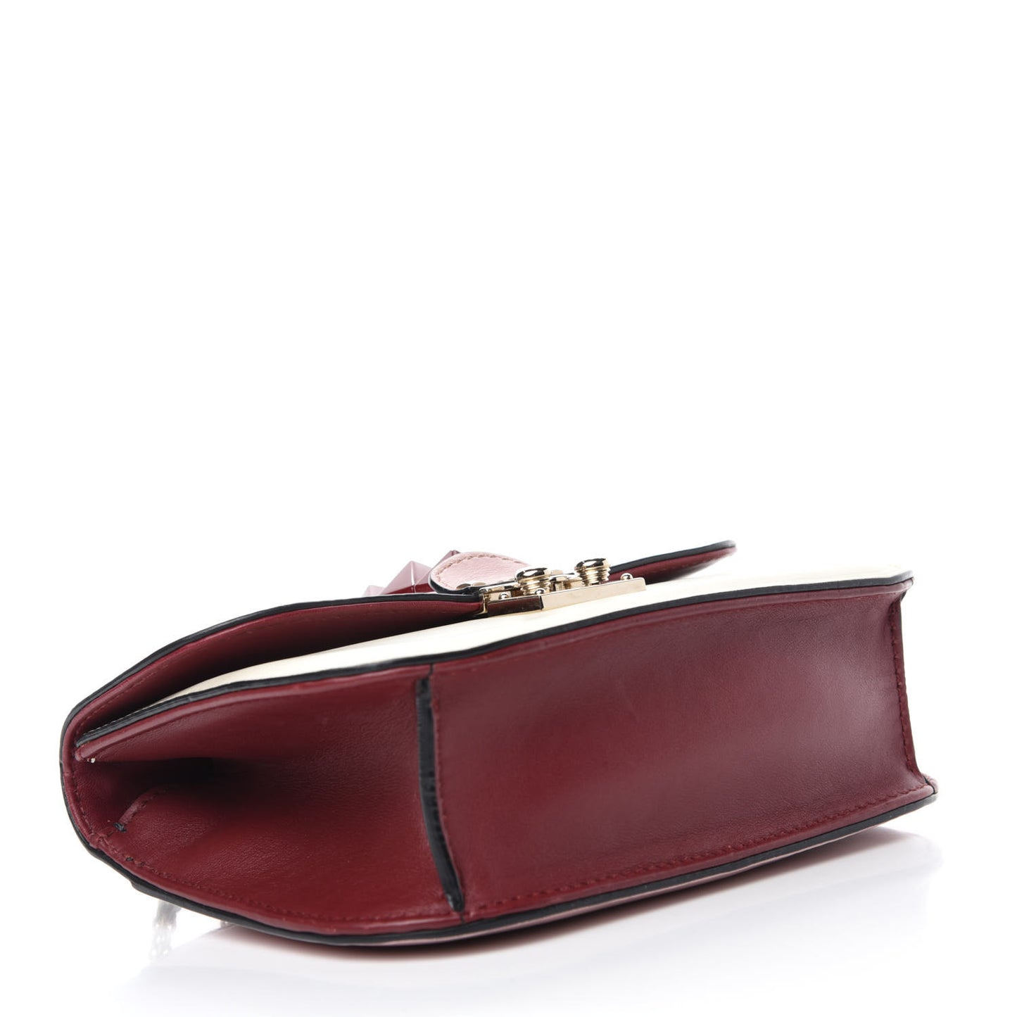 Vitello Small Glam Lock Rockstud Flap Light Ivory Water Rose Marine Rubin