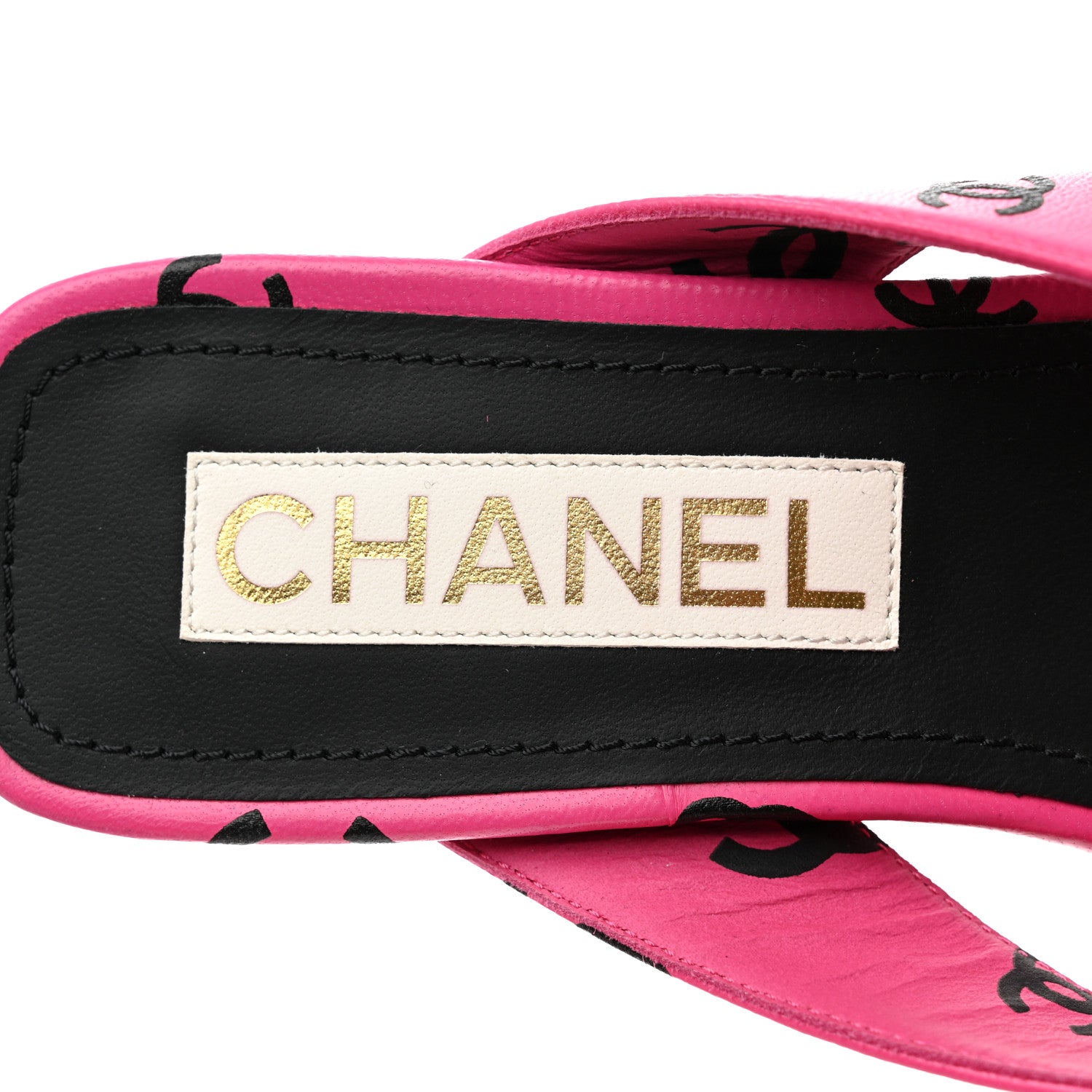 Chanel Printed Lambskin Coco Beach Thong Sandals 36 Dark Pink Black 7 of 10
