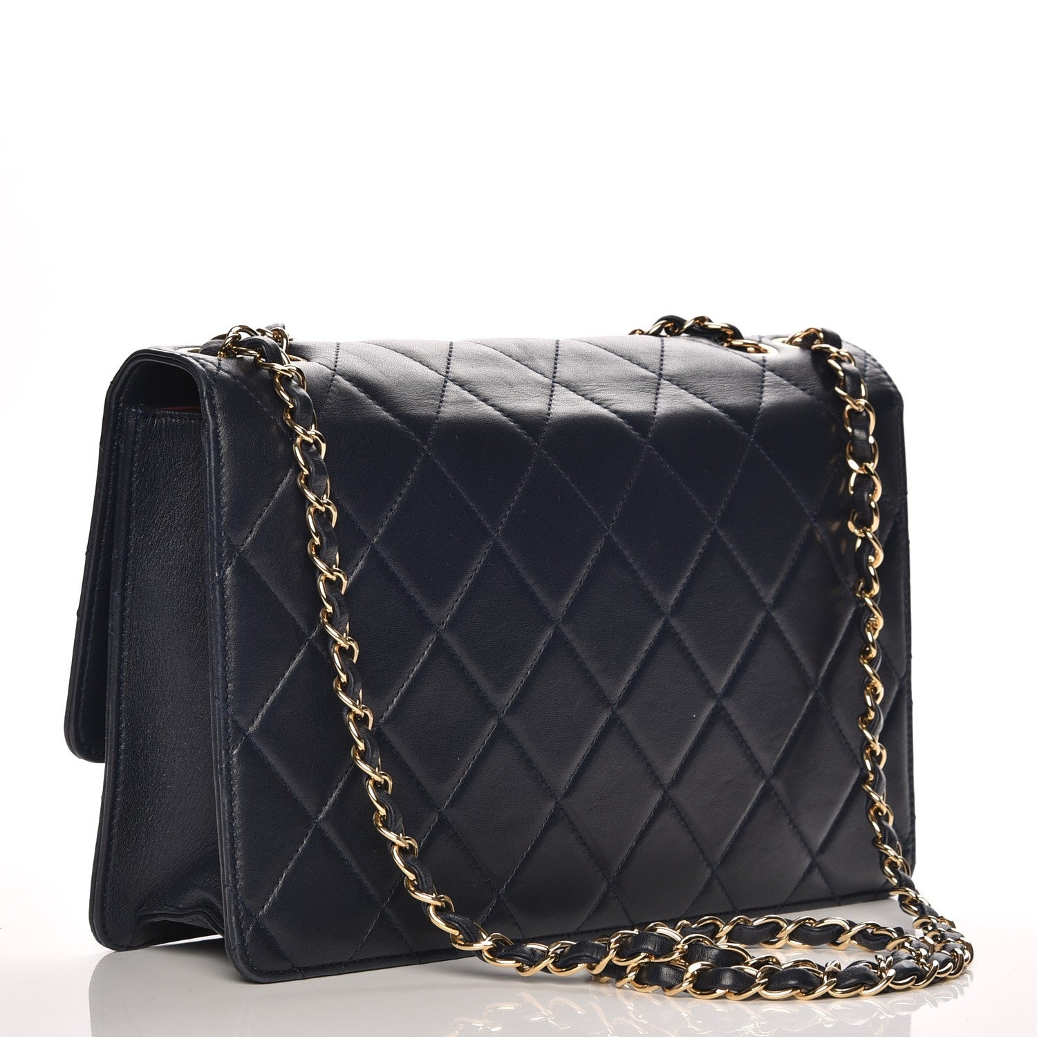 Chanel Lambskin Quilted Large Golden Class Flap Navy 3 of 7