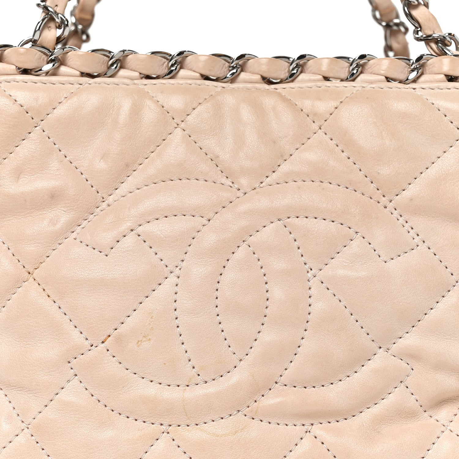 Chanel Lambskin Quilted Mini Chain Me Tote Light Beige 8 of 10