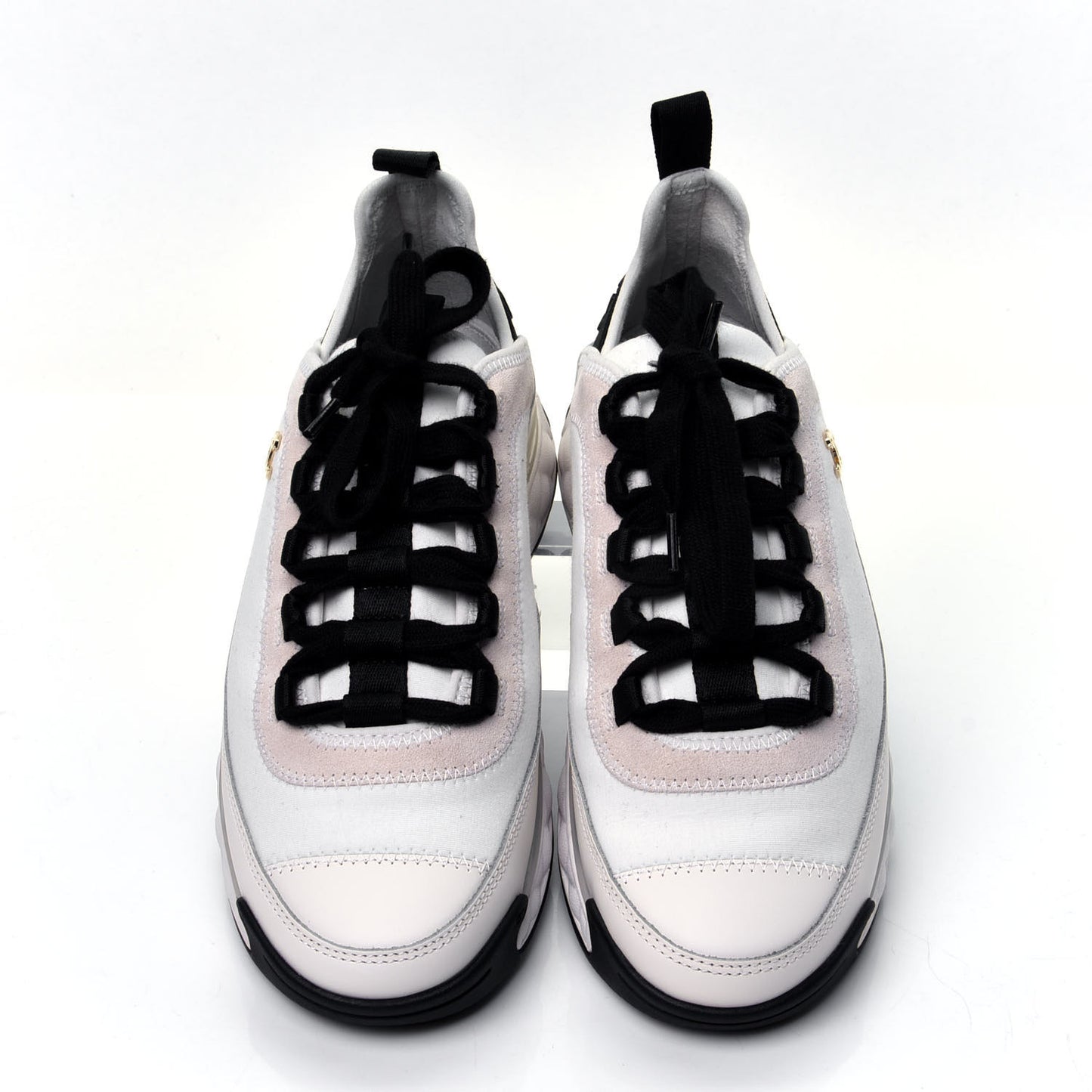 Velvet Calfskin Mixed Fibers CC Sneakers 36 Ivory