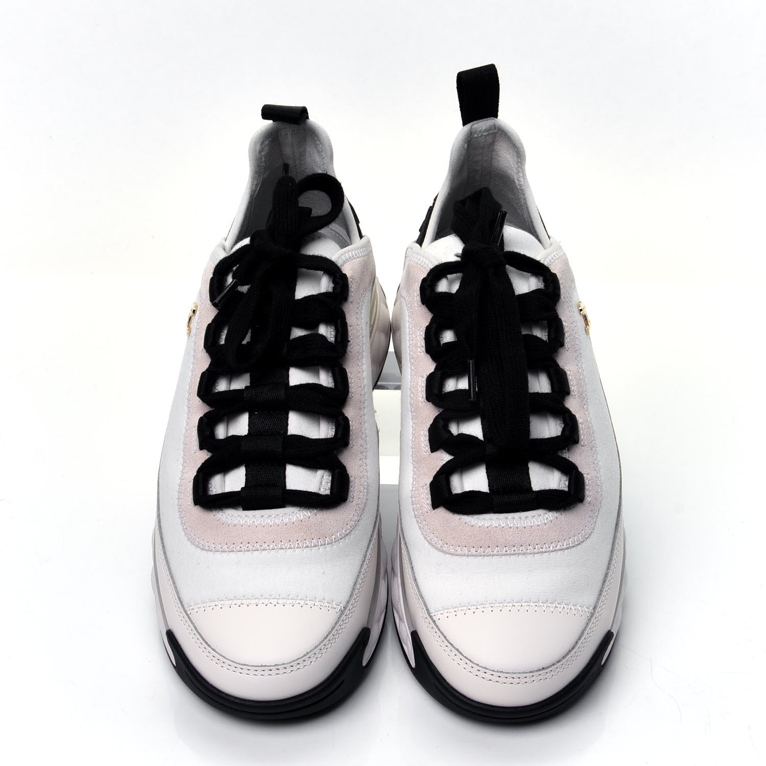 Chanel Velvet Calfskin Mixed Fibers CC Sneakers 36 Ivory 5 of 11