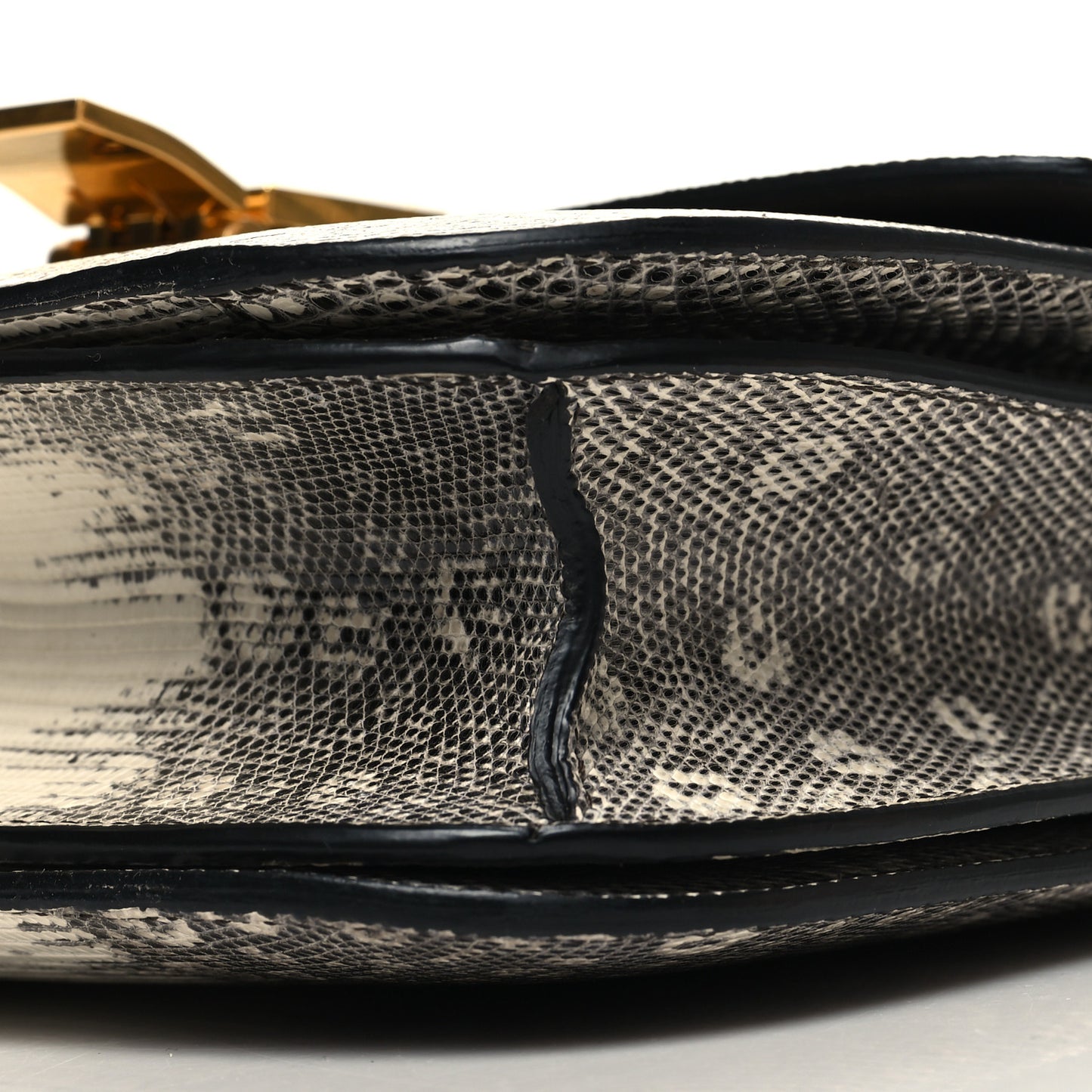 Lizard Medium Classic Box Flap Bag Natural