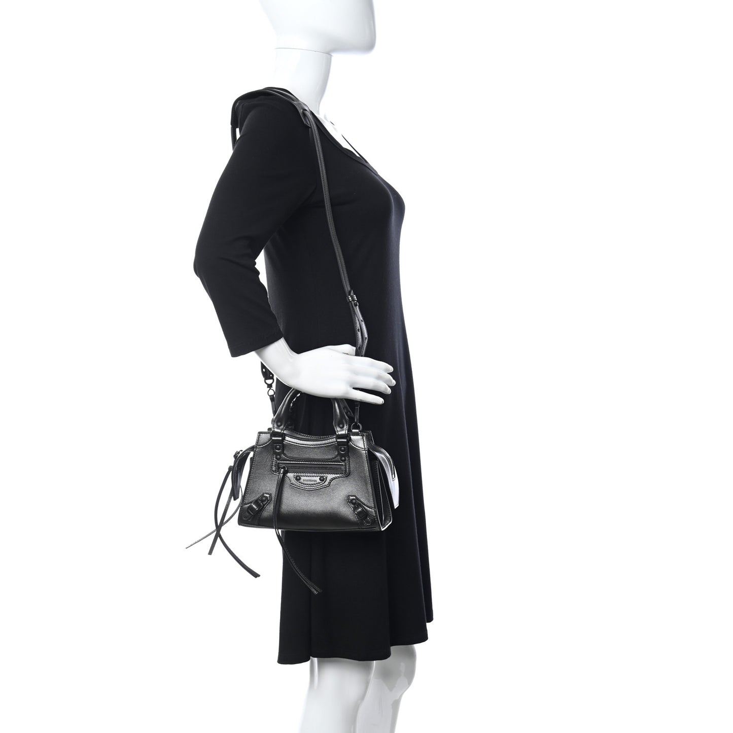Smooth Calfskin Neo Classic Black Hardware Mini City Gunmetal