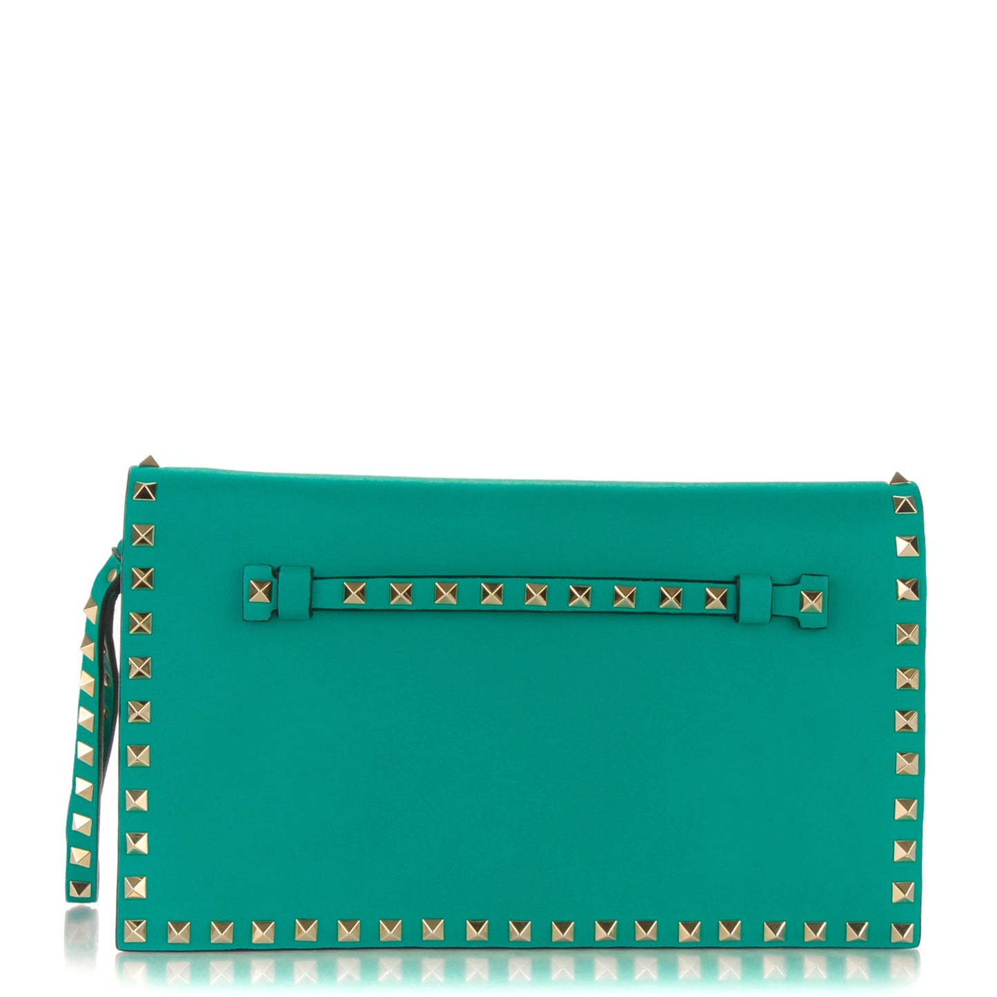 Nappa Rockstud Wristlet Clutch Opaline Green