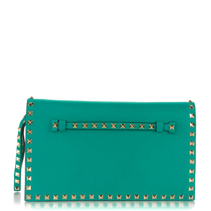 Valentino Garavani Nappa Rockstud Wristlet Clutch Opaline Green 1 of 8