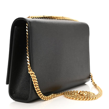 Saint Laurent Grain De Poudre Medium Classic Monogram Kate Satchel Black 2 of 10