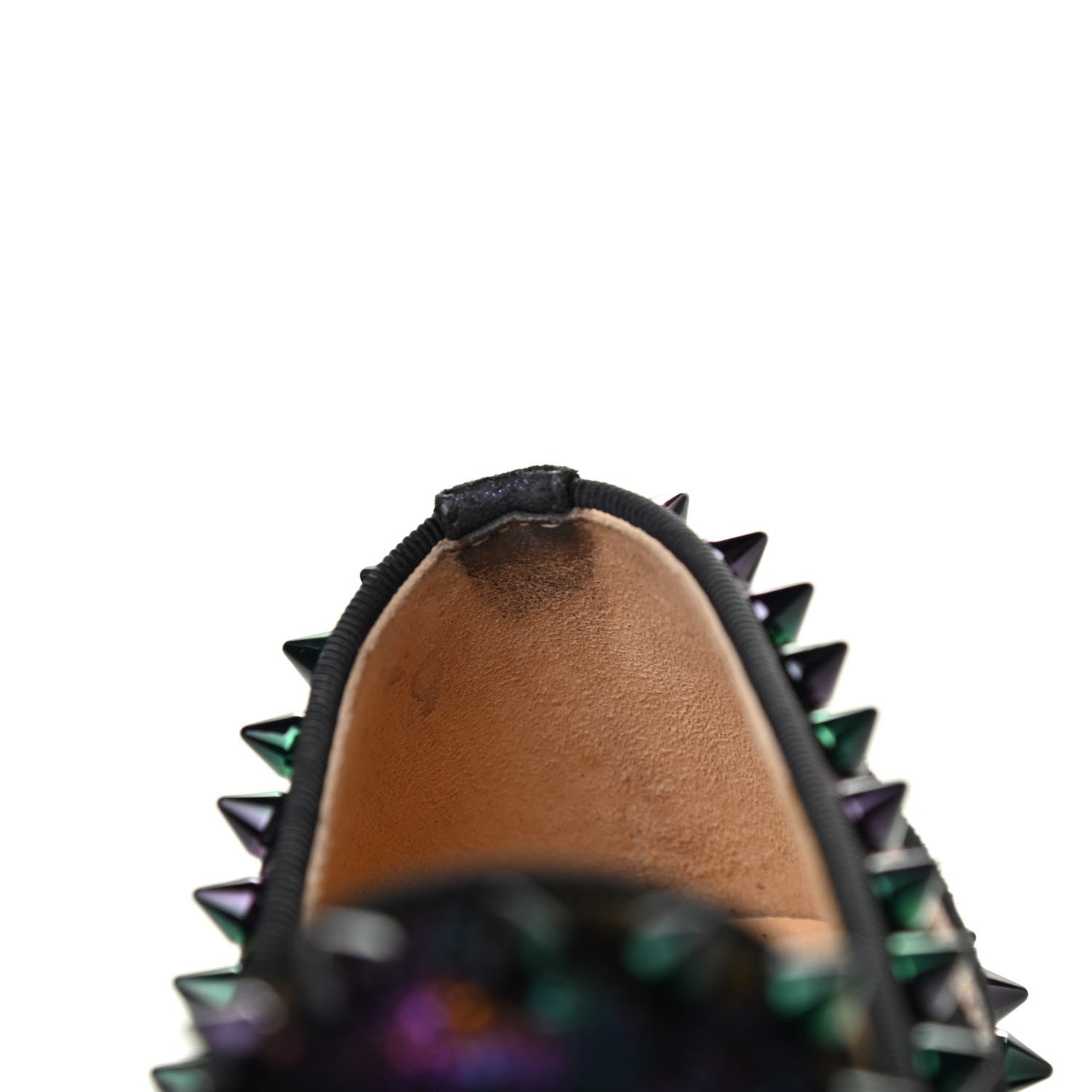 Christian Louboutin Metallic Veau Velours Pik Boat Studded Womens Slip On Sneakers 36 Black Multicolor 9 of 10