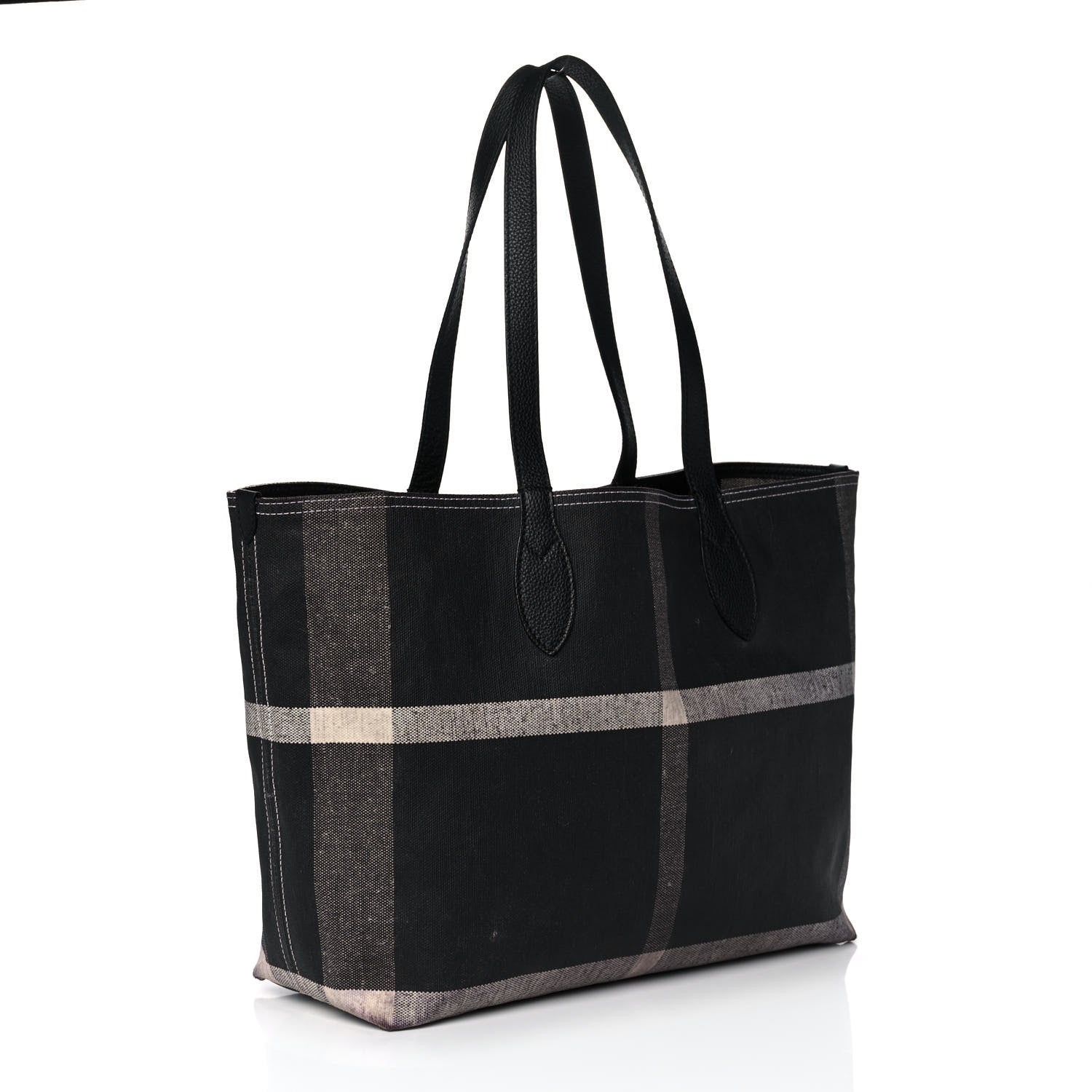 Burberry Coated Canvas Mega Check Medium Doodle Tote Black White 2 of 16