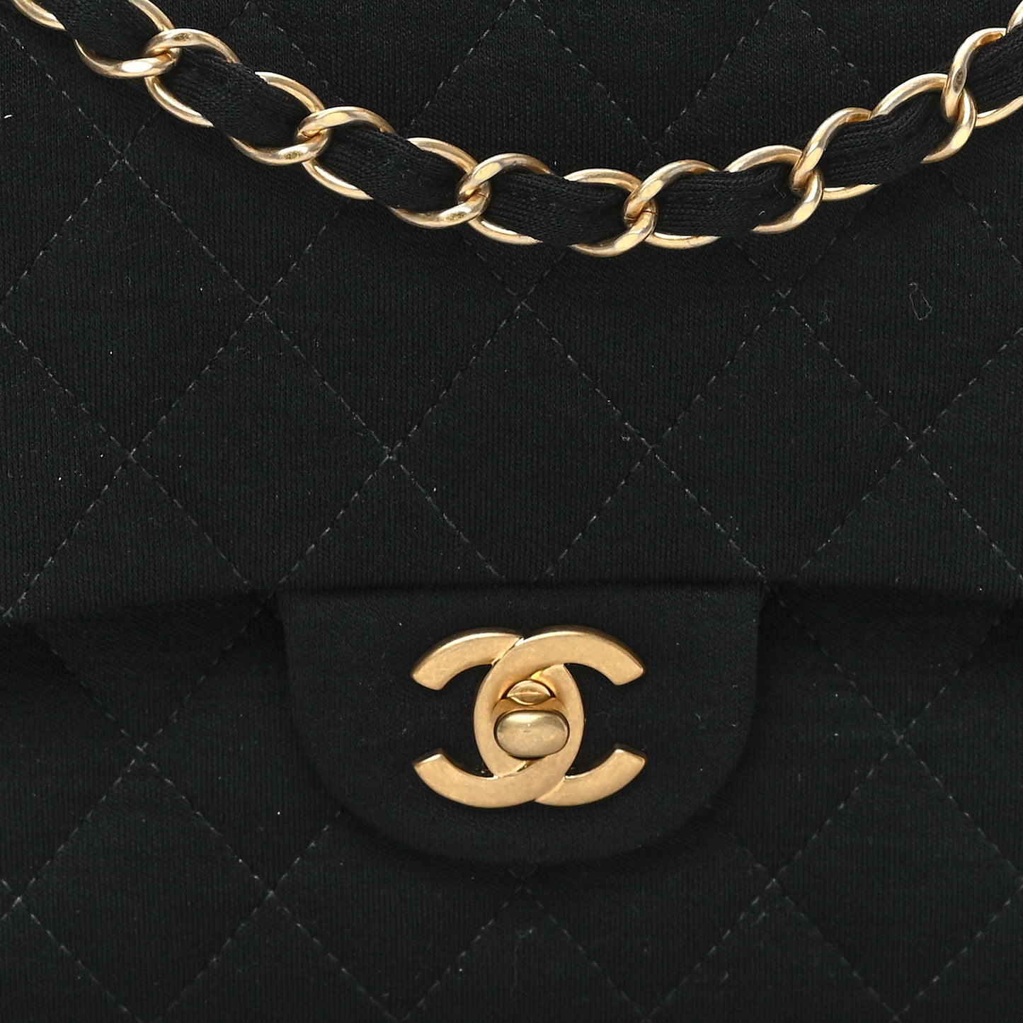 Jersey Quilted Medium Double Flap Black