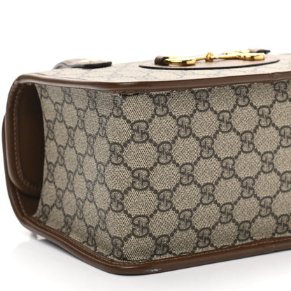 Gucci GG Supreme Monogram Azalea Calfskin Mini Horsebit 1955 Foldover Top Handle Bag Beige Ebony Brown Sugar 11 of 13