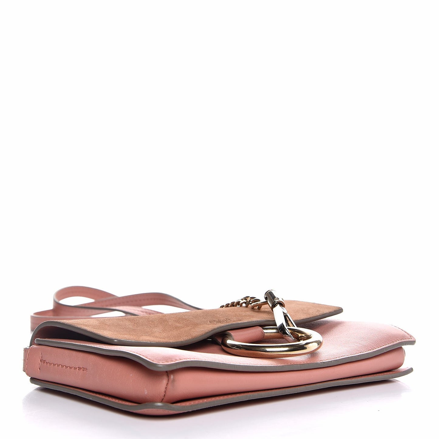 Suede Calfskin Small Faye Shoulder Bag Blushy Pink