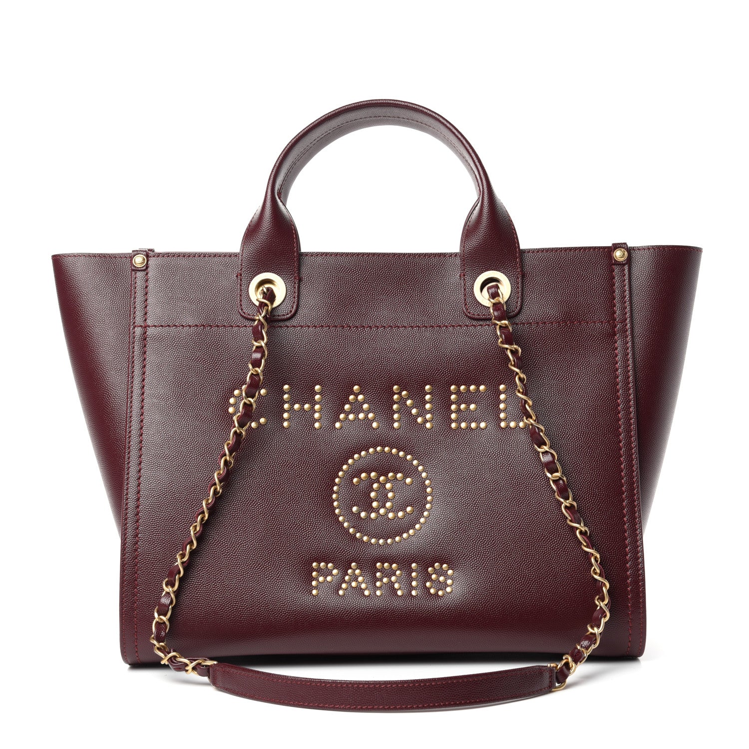 Chanel Caviar Small Studded Deauville Tote Burgundy 1 of 10