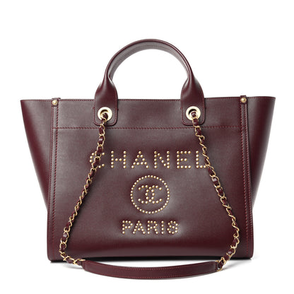 Chanel Caviar Small Studded Deauville Tote Burgundy 1 of 10