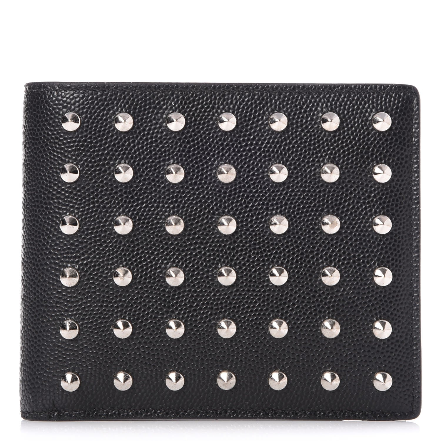Saint Laurent Grain De Poudre Studded Bi-Fold Wallet Black 1 of 7
