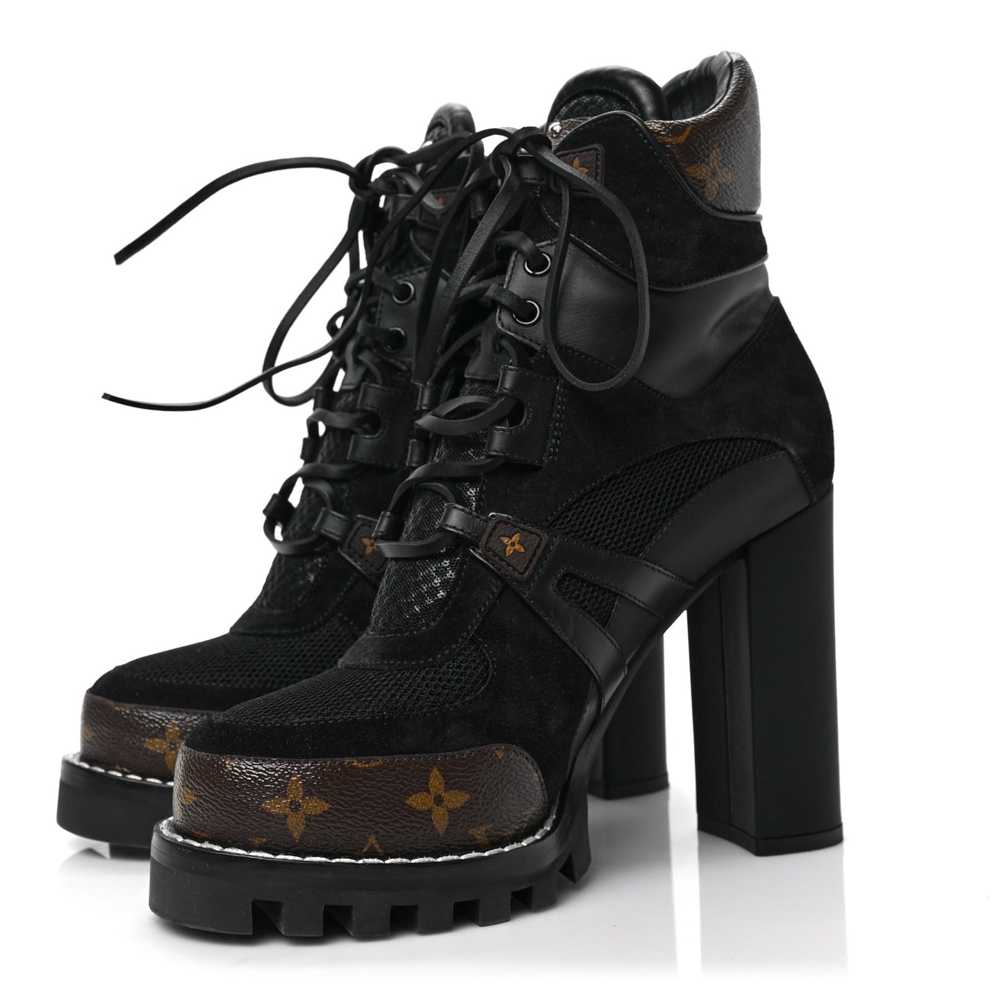 Suede Calfskin Monogram Star Trail Ankle Boots 40 Black