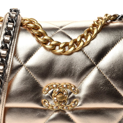 Chanel Metallic Lambskin Quilted Medium 19 Flap Gold 10 of 11