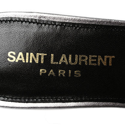 Saint Laurent Metallic Calfskin Nu Pied 05 Slide Sandals 36 Argento 9 of 11