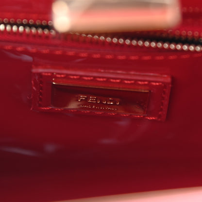 Fendi Vitello Vernice Mou Mini Peekaboo Iconic Satchel Rosso Cardinale 6 of 8
