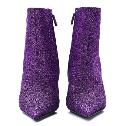 Balenciaga Shiny Fabric Square Knife 80mm Ankle Booties 36 Purple 2 of 9