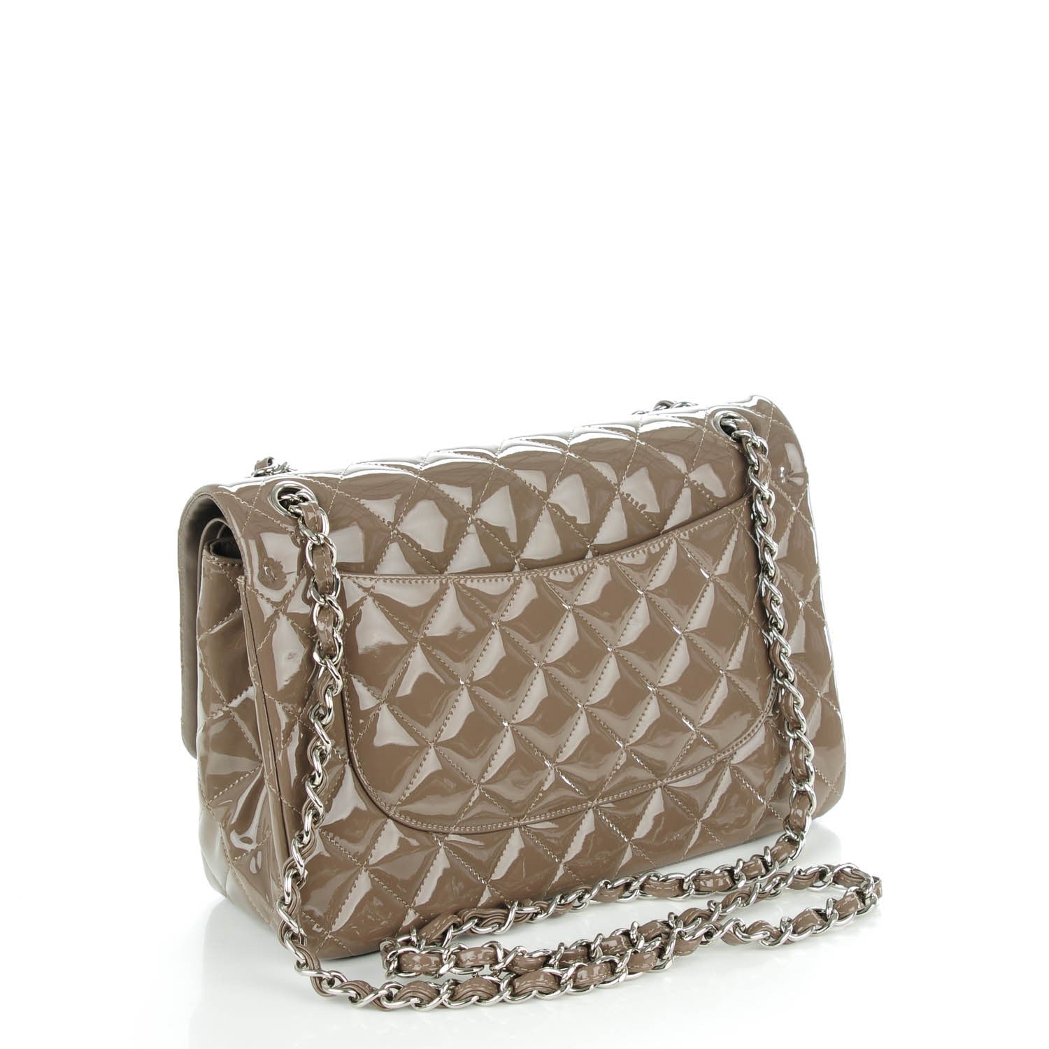Chanel Patent Quilted Jumbo Double Flap Grey 3 of 8