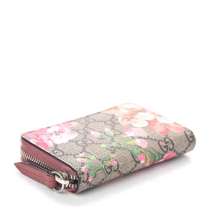 Gucci GG Supreme Monogram Blooms Zip Around Card Case Wallet Beige Multicolor Dry Rose 4 of 7