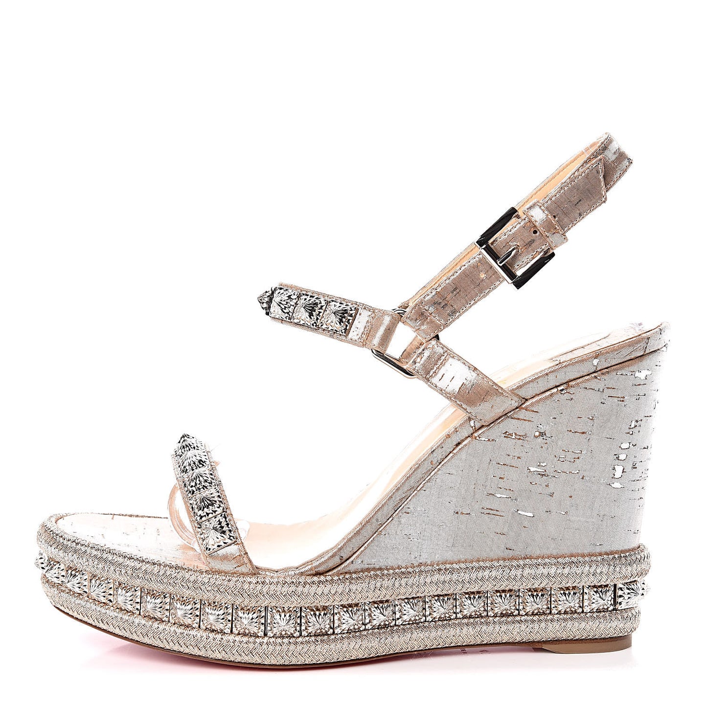 Cork Studded Pyradiams 110 Platform Sandals 40 Silver