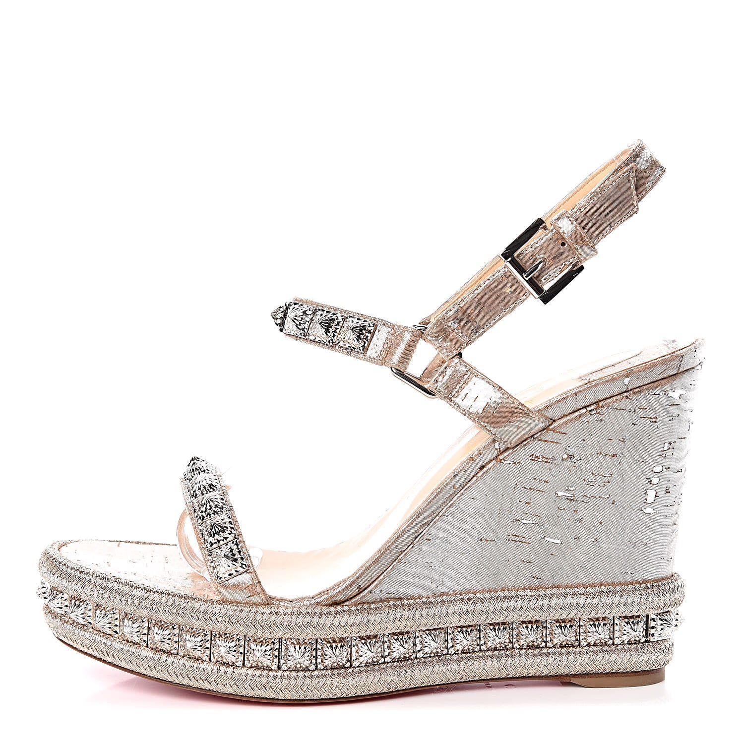 Christian Louboutin Cork Studded Pyradiams 110 Platform Sandals 40 Silver 1 of 7