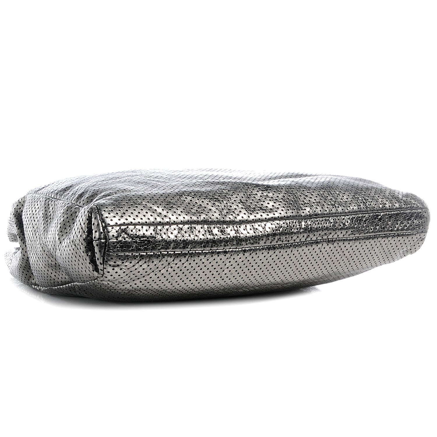 Chanel Metallic Crackled Calfskin Perforated Drill Shoulder Bag Silver 4 of 7