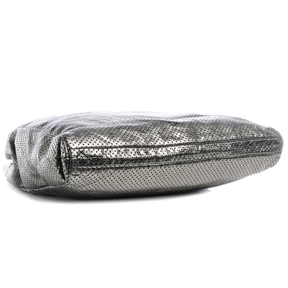 Chanel Metallic Crackled Calfskin Perforated Drill Shoulder Bag Silver 4 of 7