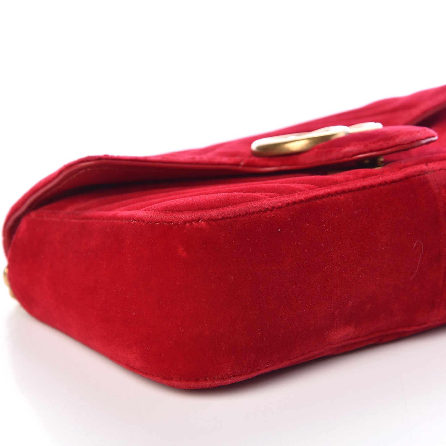 Velvet Matelasse Mini GG Marmont Shoulder Bag Hibiscus Red