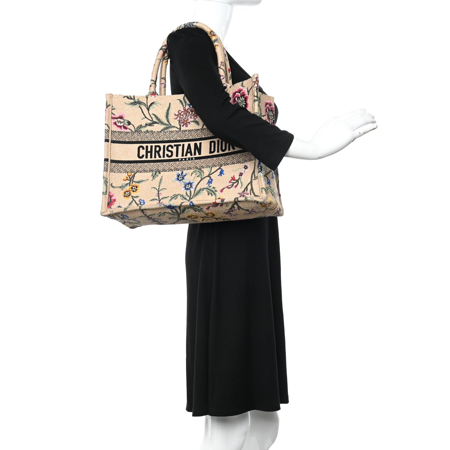 Christian Dior Raffia Embroidered Petites Fleurs Medium Book Tote Natural 2 of 11