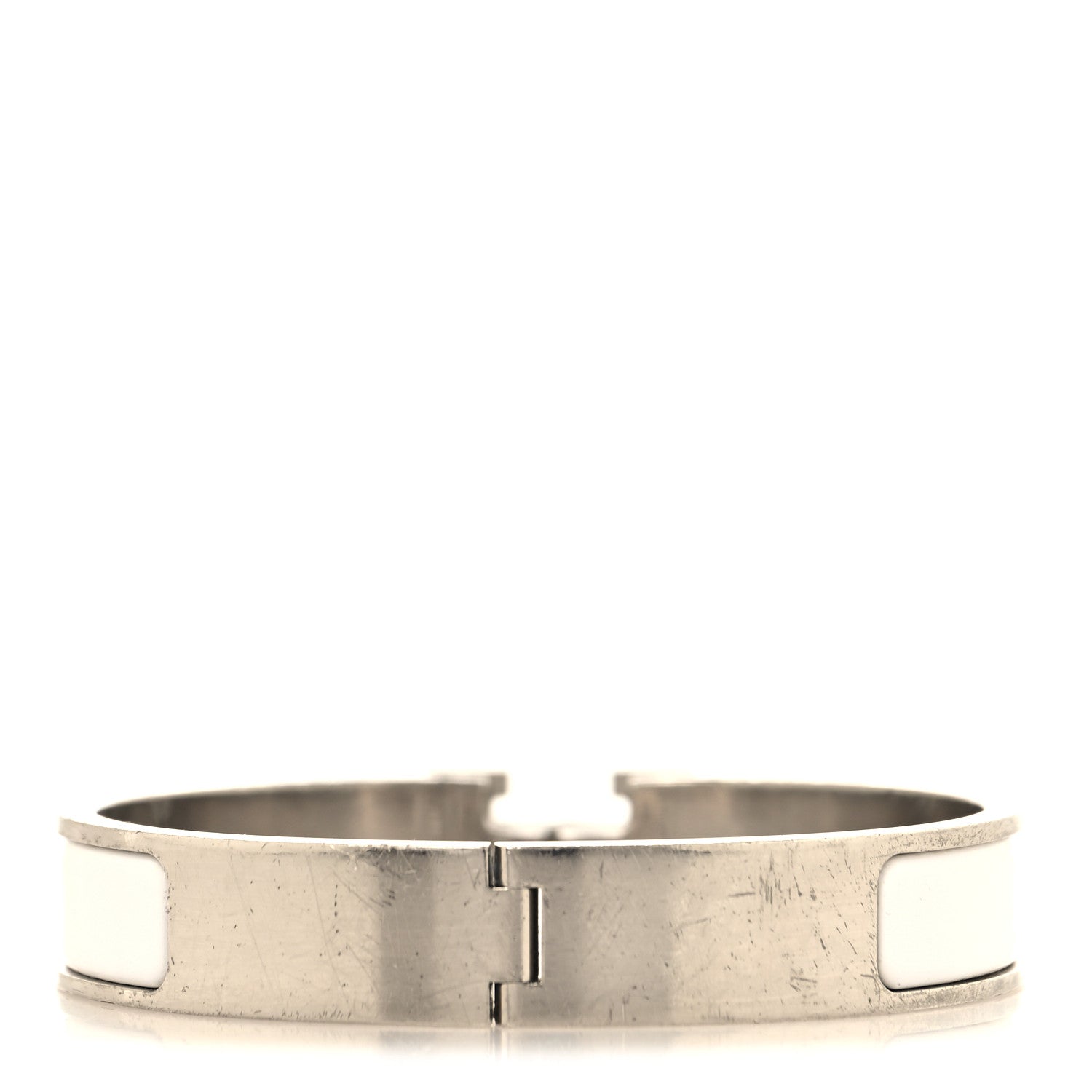 Hermes Enamel Narrow Clic Clac H Bracelet GM White 1889177