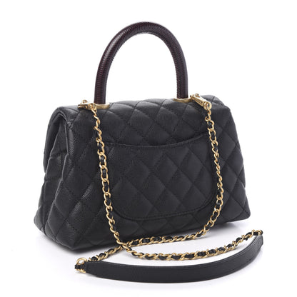 Chanel Caviar Lizard Embossed Quilted Mini Coco Handle Flap Black 3 of 20