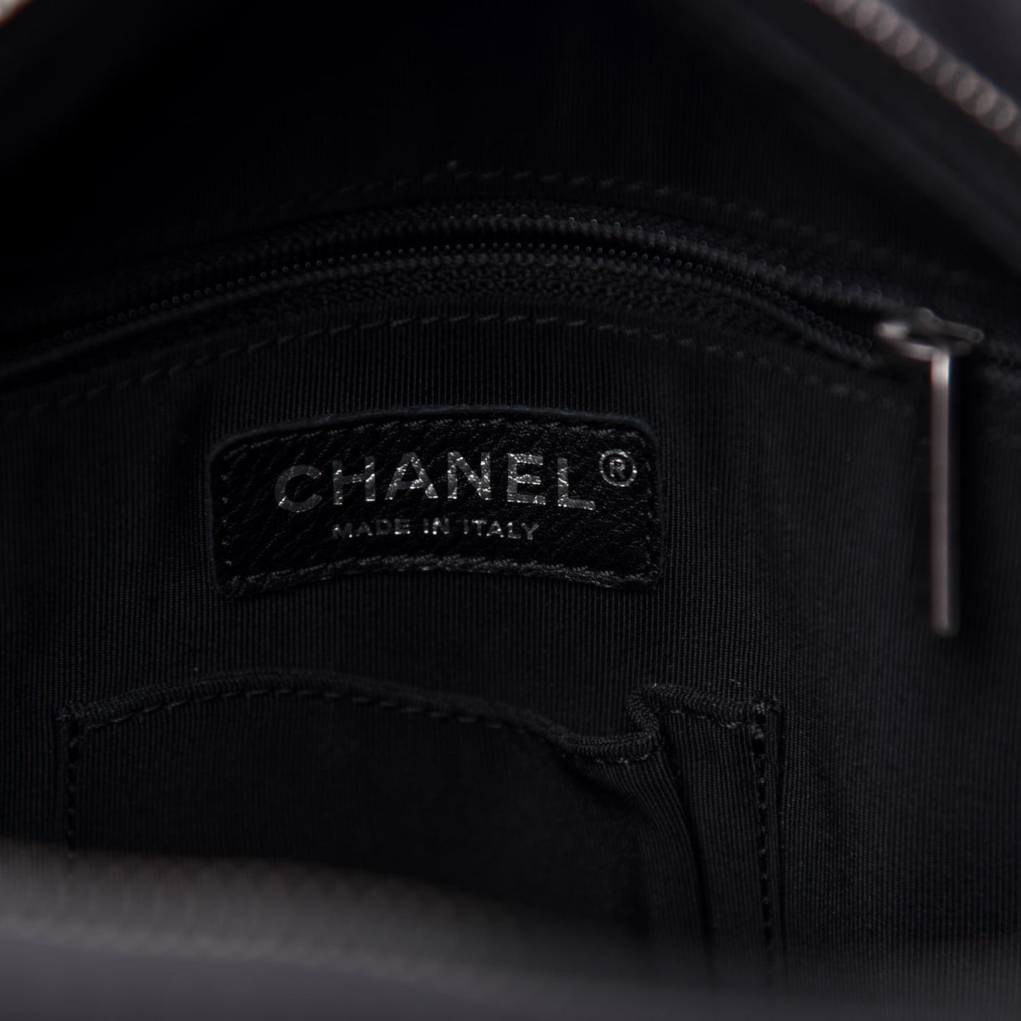 Metallic Lambskin Quilted Drawstring Backpack Black