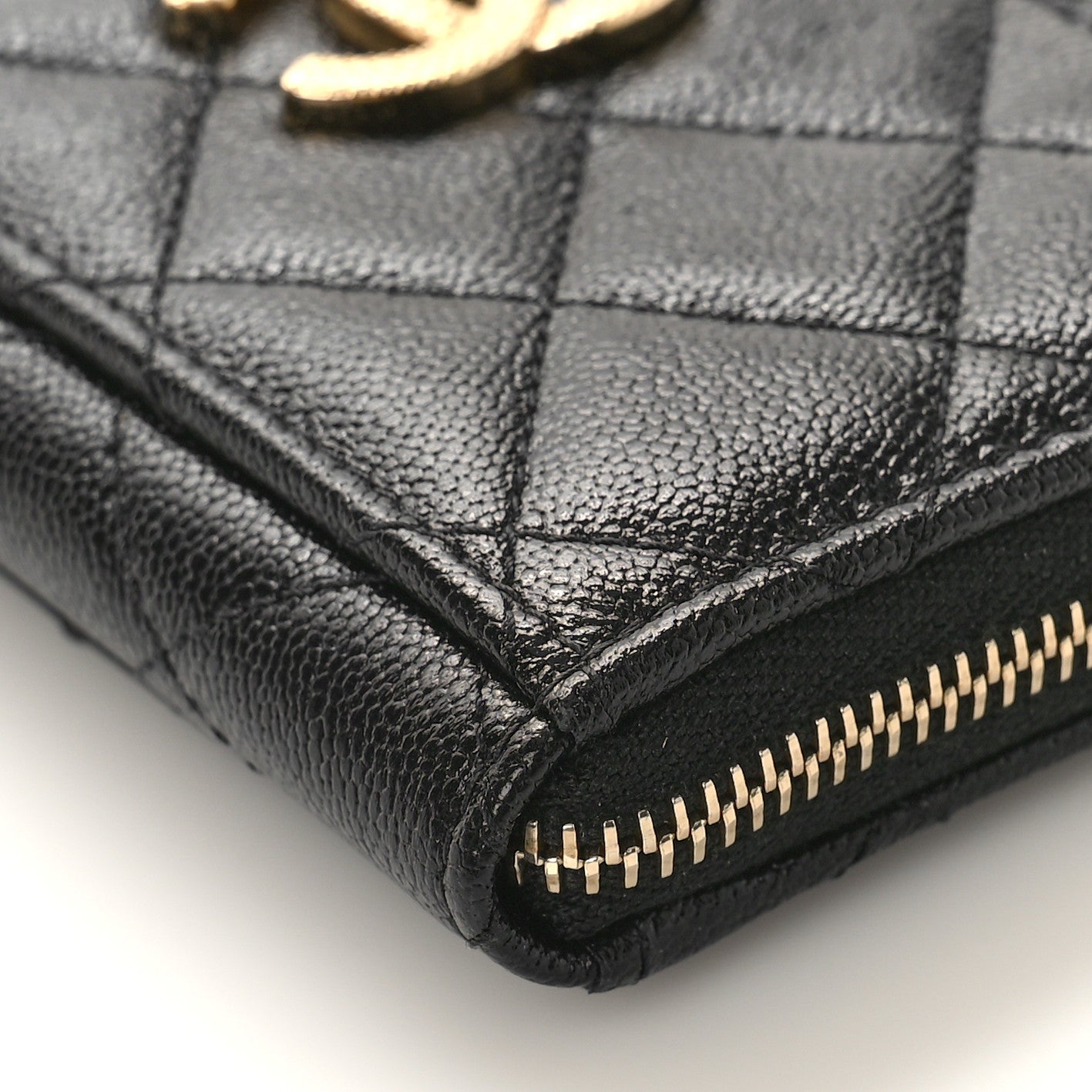 Chanel Caviar Quilted Studded CC Zip Card Holder Black 8 of 9