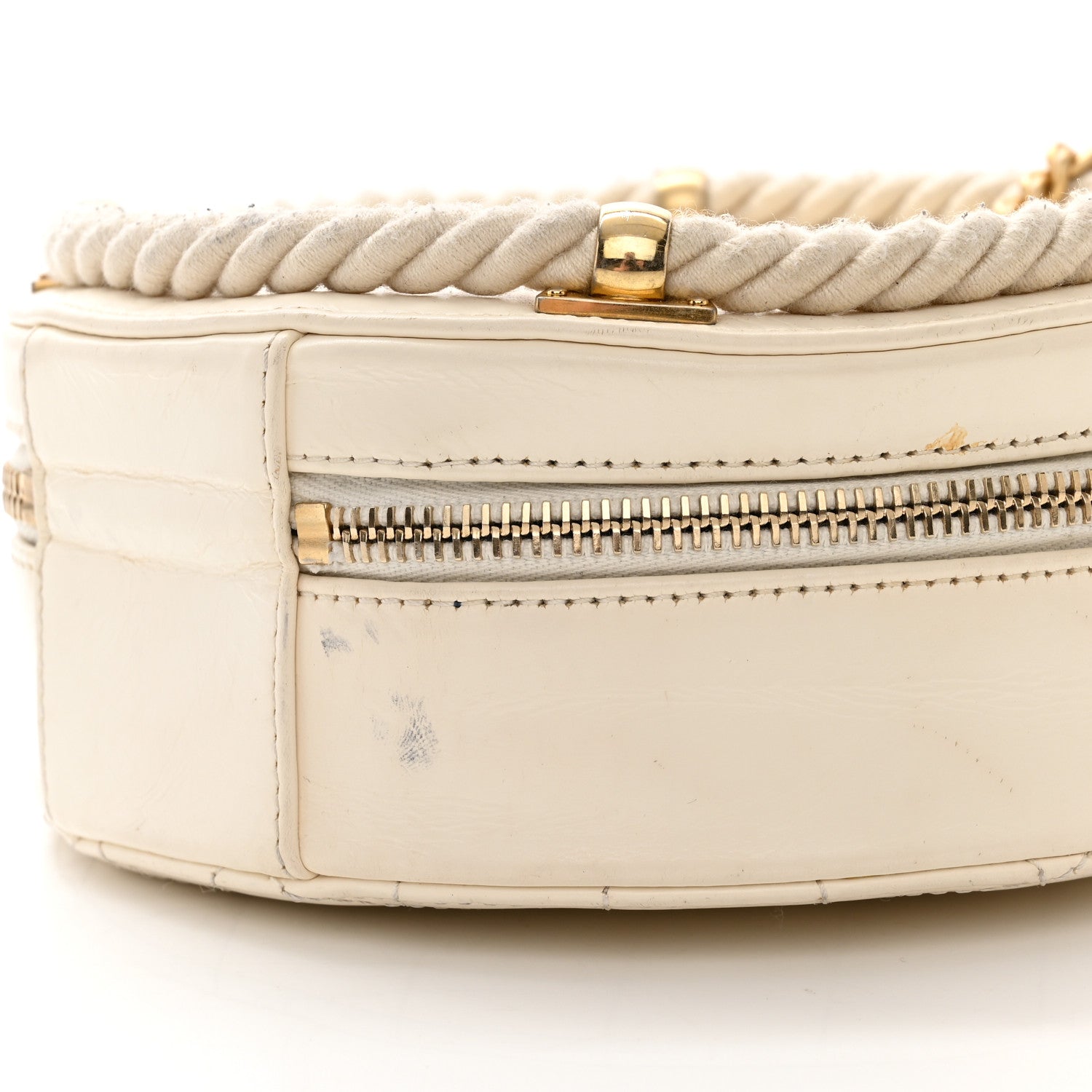 Chanel Crumpled Calfskin Cotton Small En Vogue Round Bag White 10 of 12