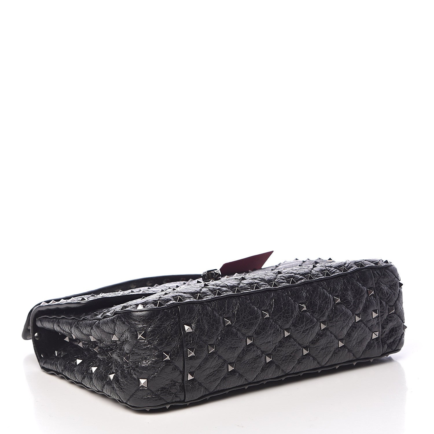 Valentino Garavani Craquele Nappa Medium Rockstud Spike Shoulder Bag Black 4 of 13