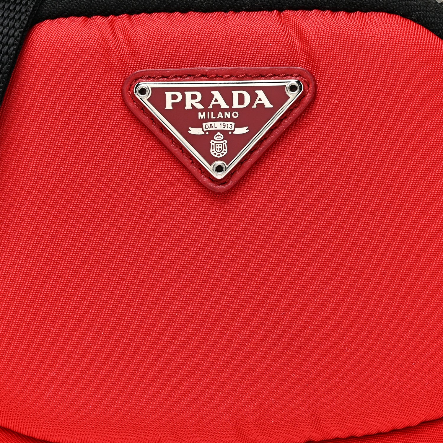 Prada Trick Tessuto Nylon Cargo Pouch Rosso Black 6 of 8