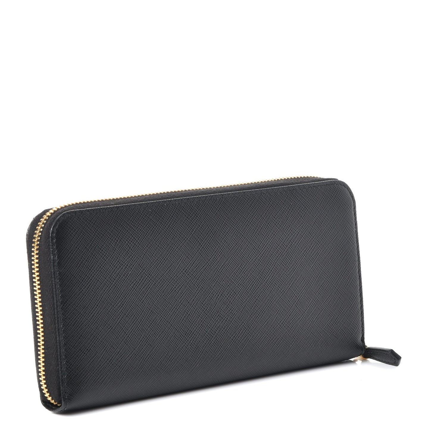 Saffiano Metal Zip Around Wallet Nero Black