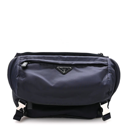 Prada Re-Nylon Saffiano Double Snap Buckle Zip Flap Shoulder Bag Bleu 1 of 11