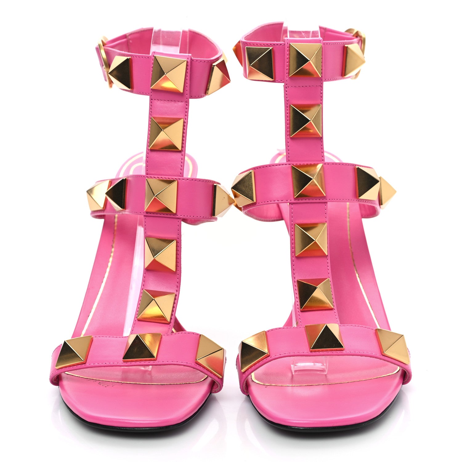 Valentino Garavani Calfskin Roman Stud Ankle Strap 100mm Sandals 40 Feminine Pink 2 of 9